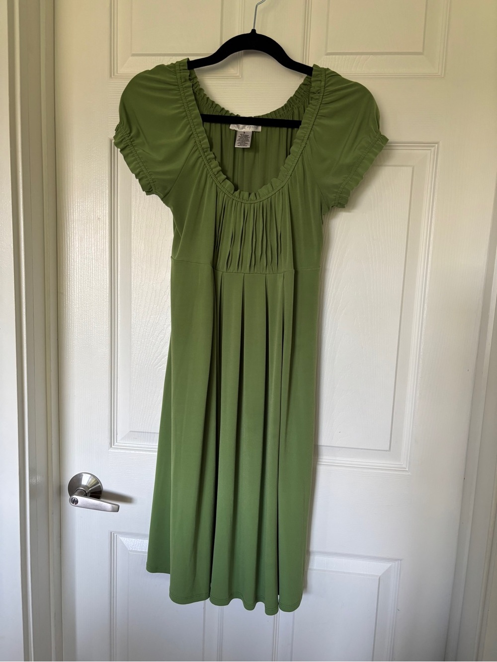 London Times Olive Green Empire-Waist Midi Dress